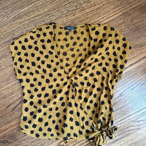 Madewell Mustard Polka Dot Wrap Crop Top XXS